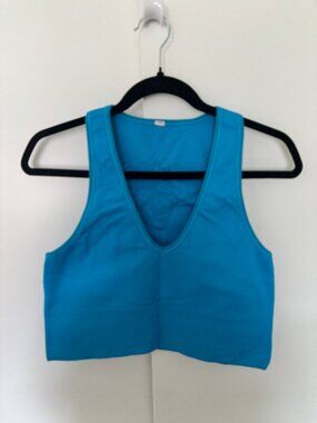 athleta bra top size large bright blue